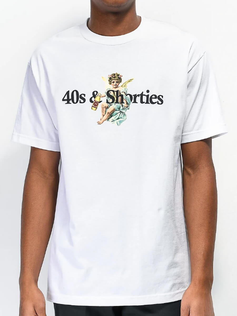 

LW Men Casual O Neck Graffiti Letter Print White T-shirt