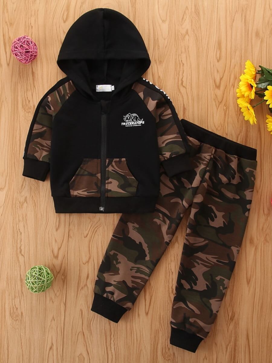 

Lovely Boy Casual Hooded Collar Print Black Hoodie