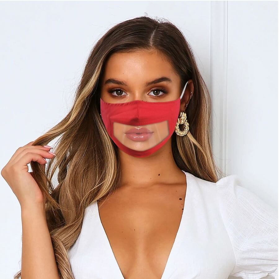 

Lovely Casual See-through Patchwork Red Face Mask