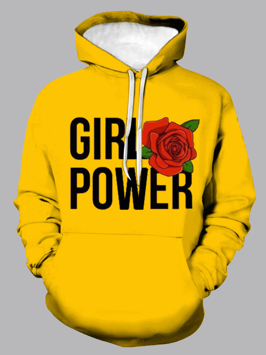 

Lovely Street Floral Letter Print Yellow Men Hoodie