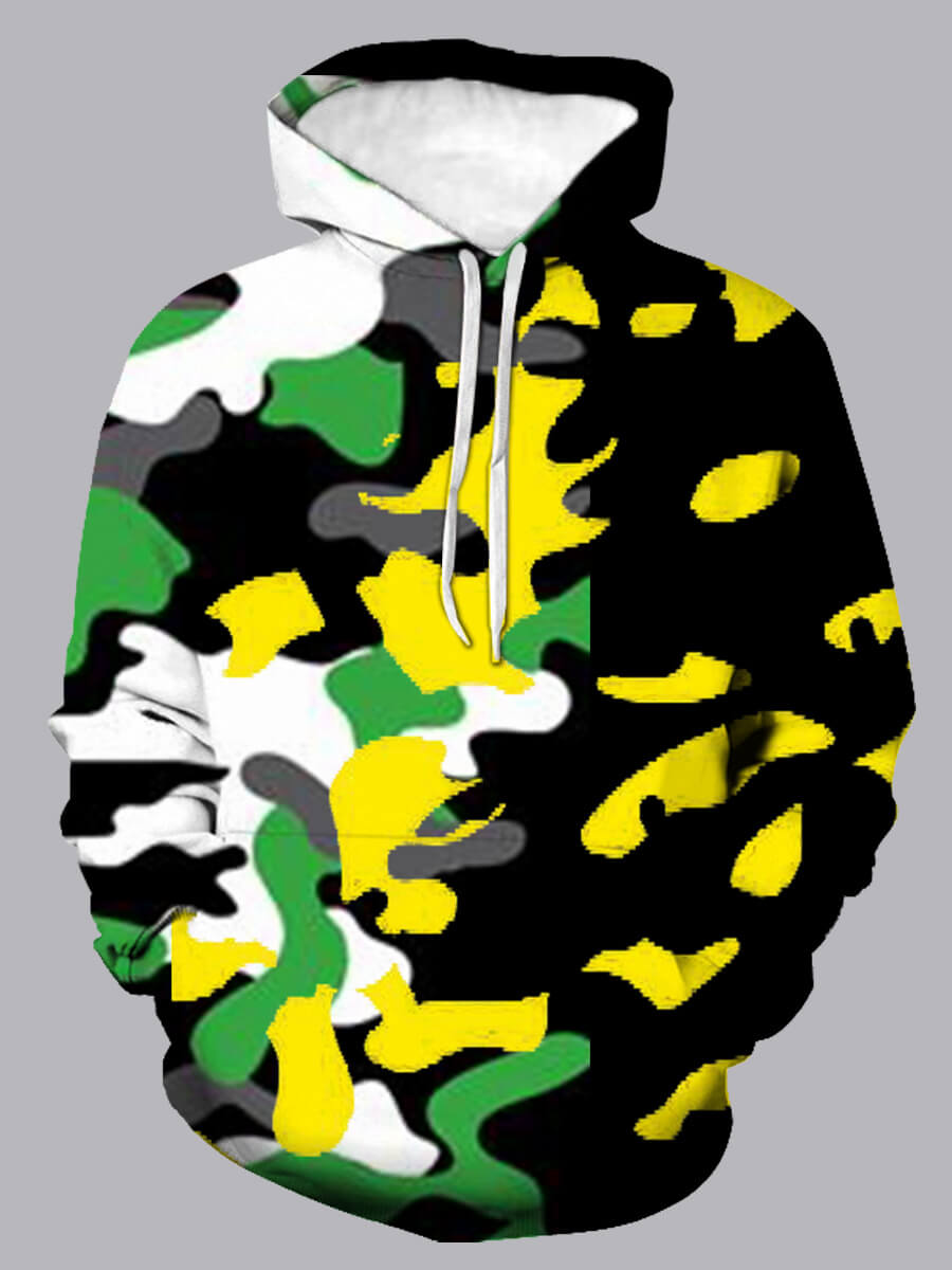 

Lovely Casual Hooded Collar Camo Print Multicolor Men Hoodie, Multi