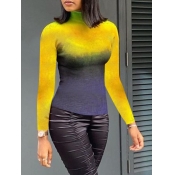 Lovely Leisure Turtleneck Gradient Yellow Sweater