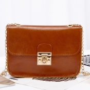 Lovely Casual Chain Strap Brown Crossbody Bag