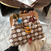 Lovely Casual Color-lump Stitching Brown Messenger