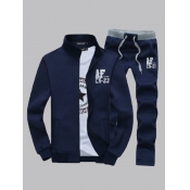 Lovely Men Sportswear Letter Print Drawstring Navy