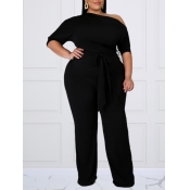 LW Plus Size Casual One Shouder Bandage Design Bla