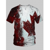 LW Men Casual Tie-dye Patchwork White T-shirt