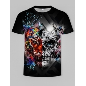 Lovely Men Party Halloween Clown Print Multicolor 