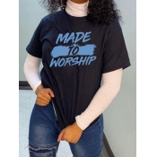 LW O Neck Letter Print T-shirt