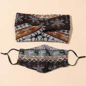 Lovely Trendy Geometric Print Brown Face Mask(With
