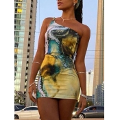 Lovely Street One Shoulder Tie-dye Multicolor Mini