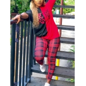 Lovely Trendy Chinese Character Plaid Print Patchw