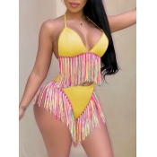 Lovely Trendy Bandage Tassel Design Patchwork Yell
