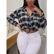 Lovely Casual Plaid Print Patchwork Black And Whit