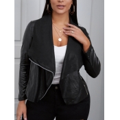 Lovely Stylish Zipper Design Black Leather