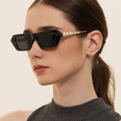 Lovely Casual Pearl Decoration Black Sunglasses