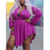 Lovely Street Turndown Collar Asymmetrical Purple 