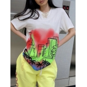 LW Street O Neck Tie-dye White T-shirt
