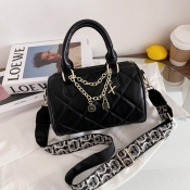 Lovely Casual Metal Decoration Patchwork Black Cro
