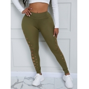 Lovely Sportswear Mid Waist Ripped Green Pants