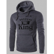 LW Men King Crown Letter Print Hoodie