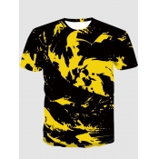 Lovely Men Casual O Neck Print Black T-shirt
