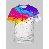 LW Men Casual O Neck Graffiti Print Multicolor T-s