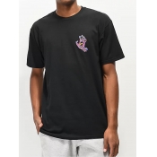 LW Men Casual O Neck Print Black T-shirt