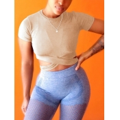 LW Chic Cross-over Hollow-out Apricot T-shirt
