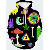 Lovely Men Casual Hooded Collar Print Baby Blue Ho