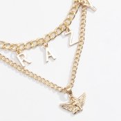 Lovely Street Letter Gold Multilayer Necklace