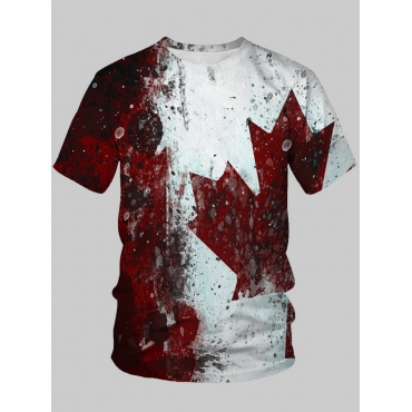 

LW Men Casual Tie-dye Patchwork White T-shirt