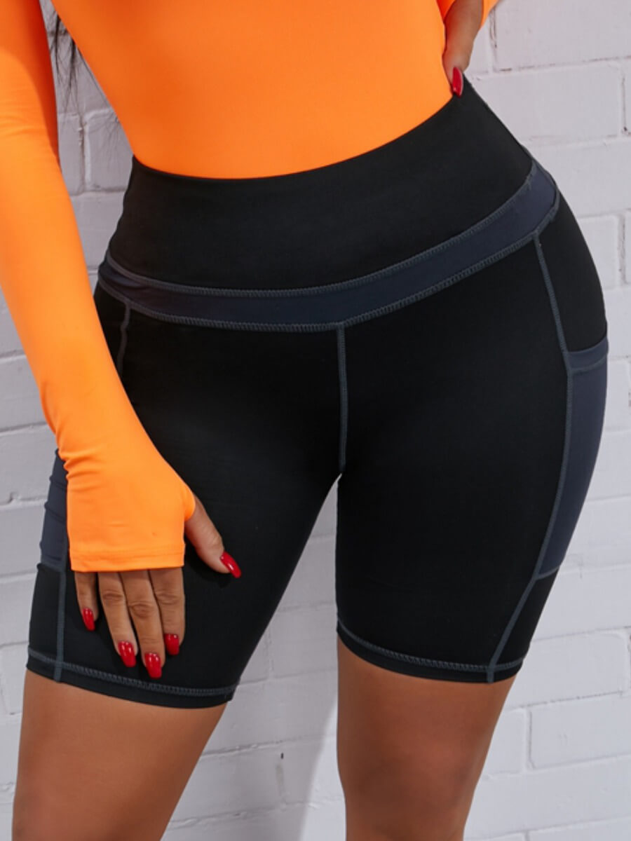 

Lovely Sportswear Patchwork Skinny Black Shorts