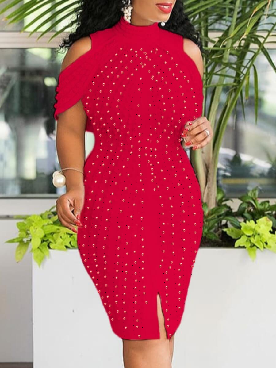 

Lovely Sexy Off The Shoulder Red Knee Length Dress