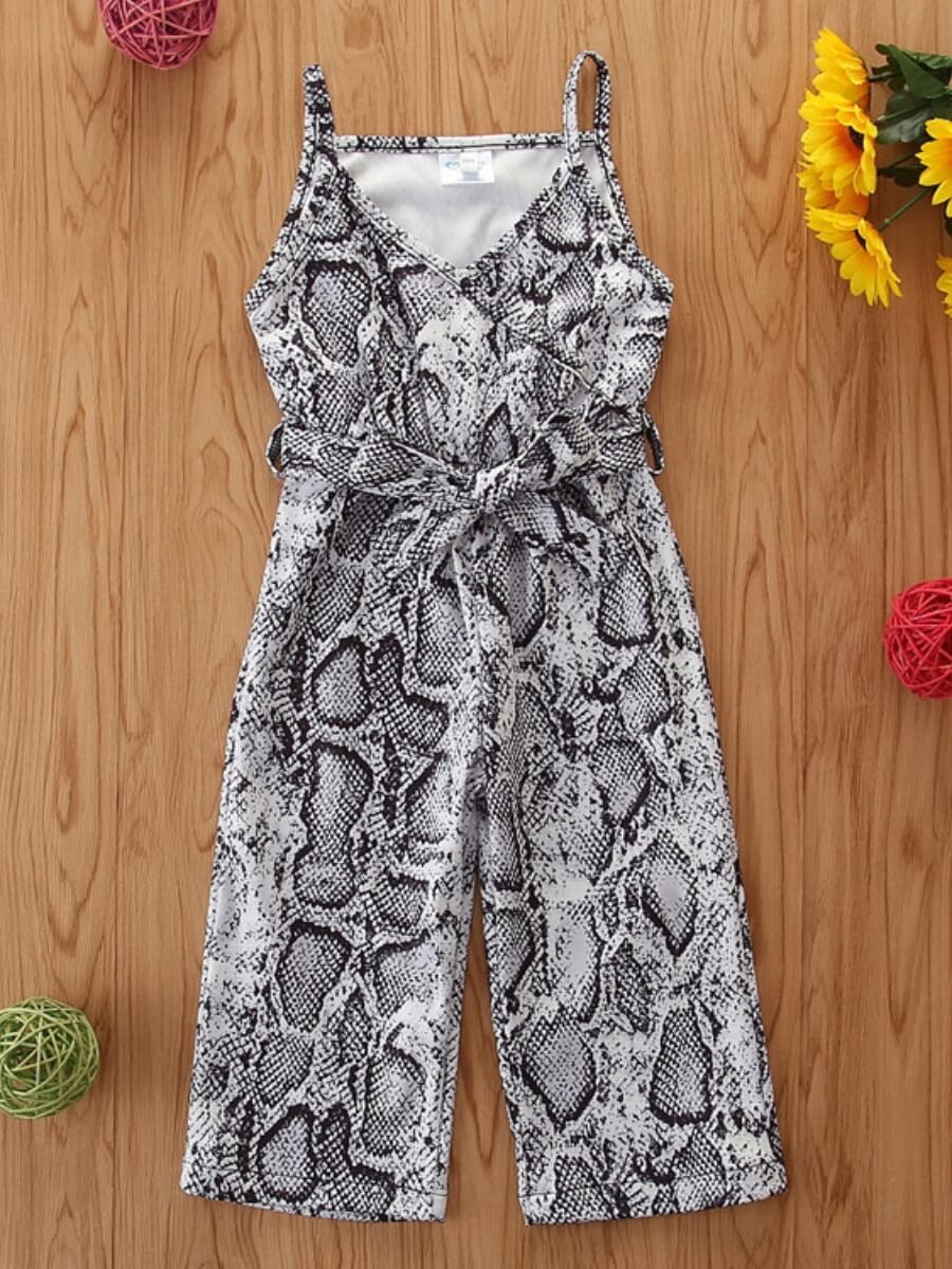 

Lovely Casual Cobra Print Bandage Design Girl One-piece Jumpsuit