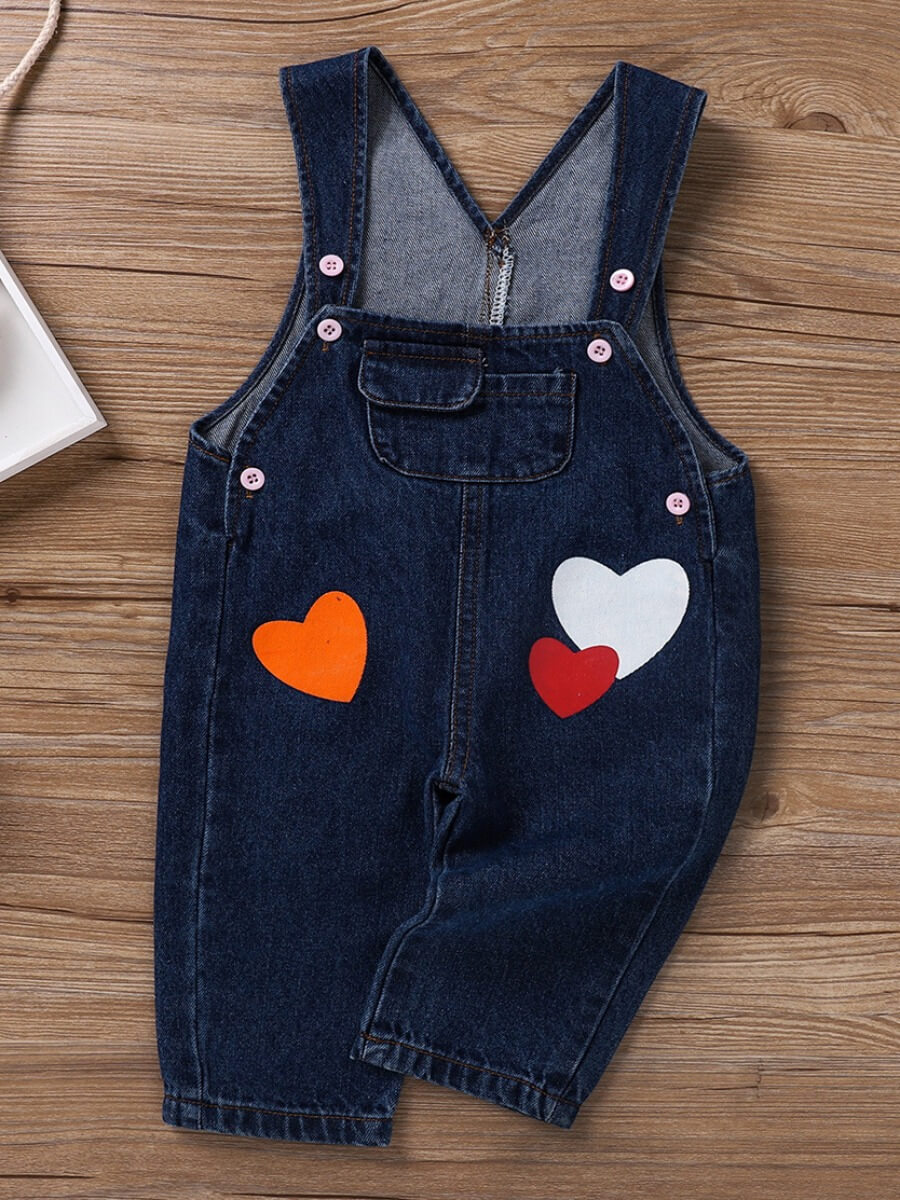 

Lovely Casual Heart-shaped Print Deep Blue Girl Jeans