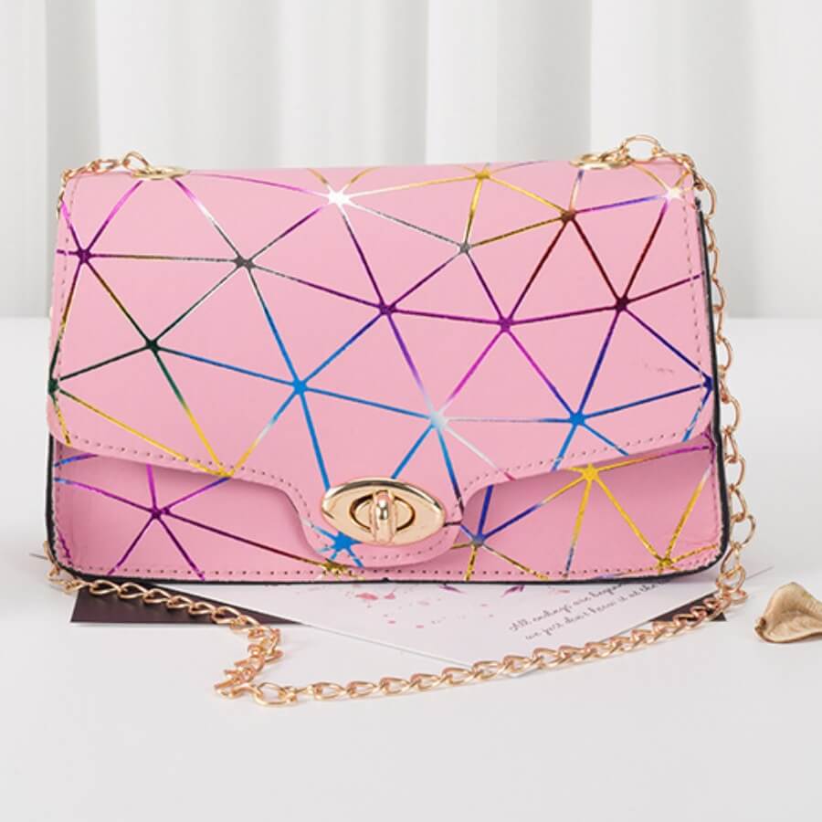 LW Faux Leather Geometric Crossbody Bag