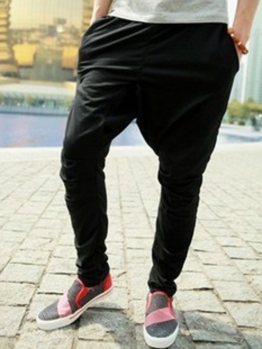 

Lovely Casual Mid Waist Pocket Design Black Men Pants