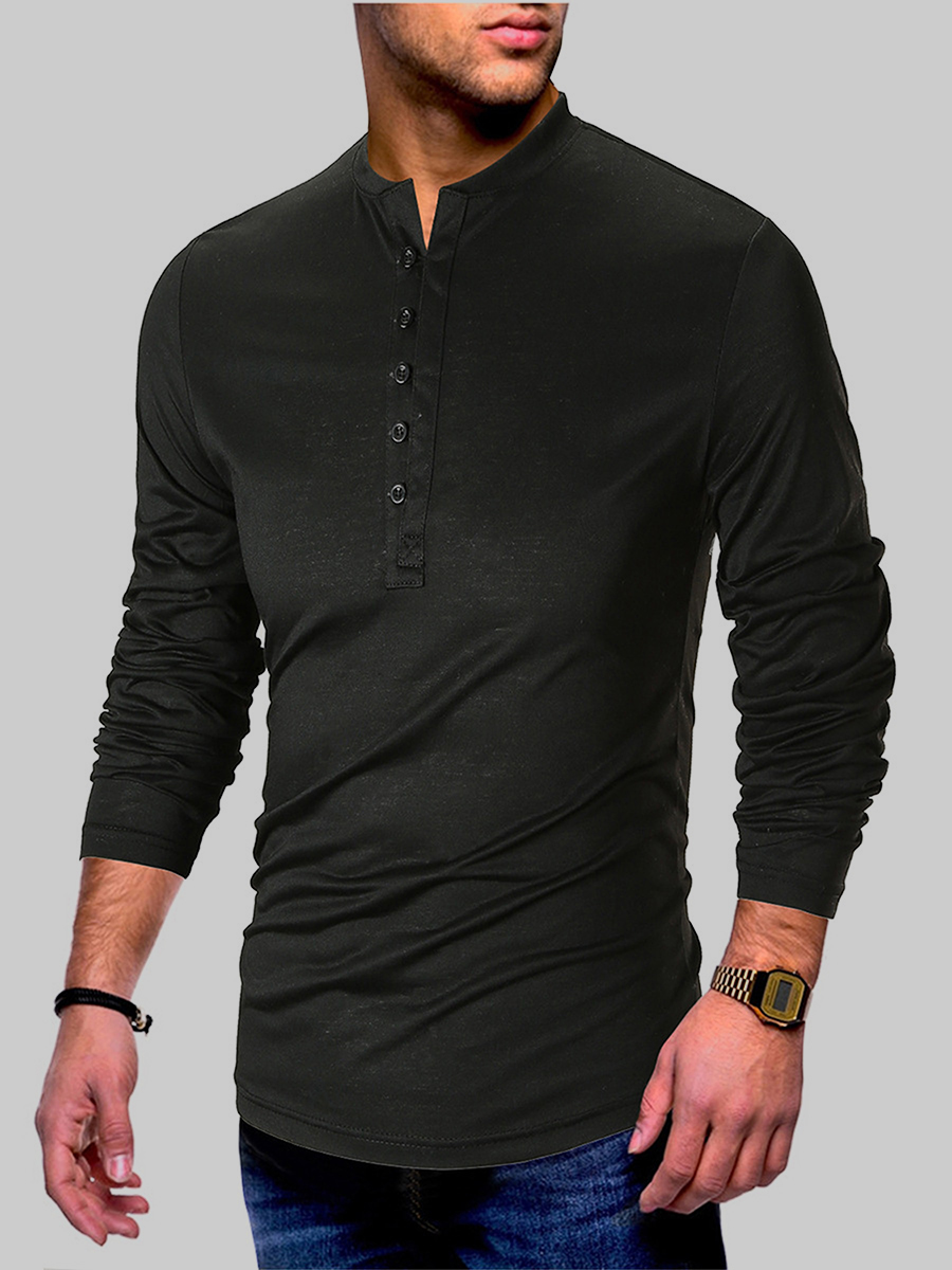 

Lovely Casual Button Design Black Men T-shirt