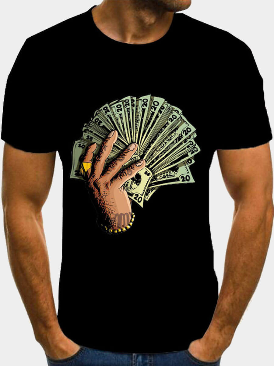 

LW Men Money Print Black T-shirt