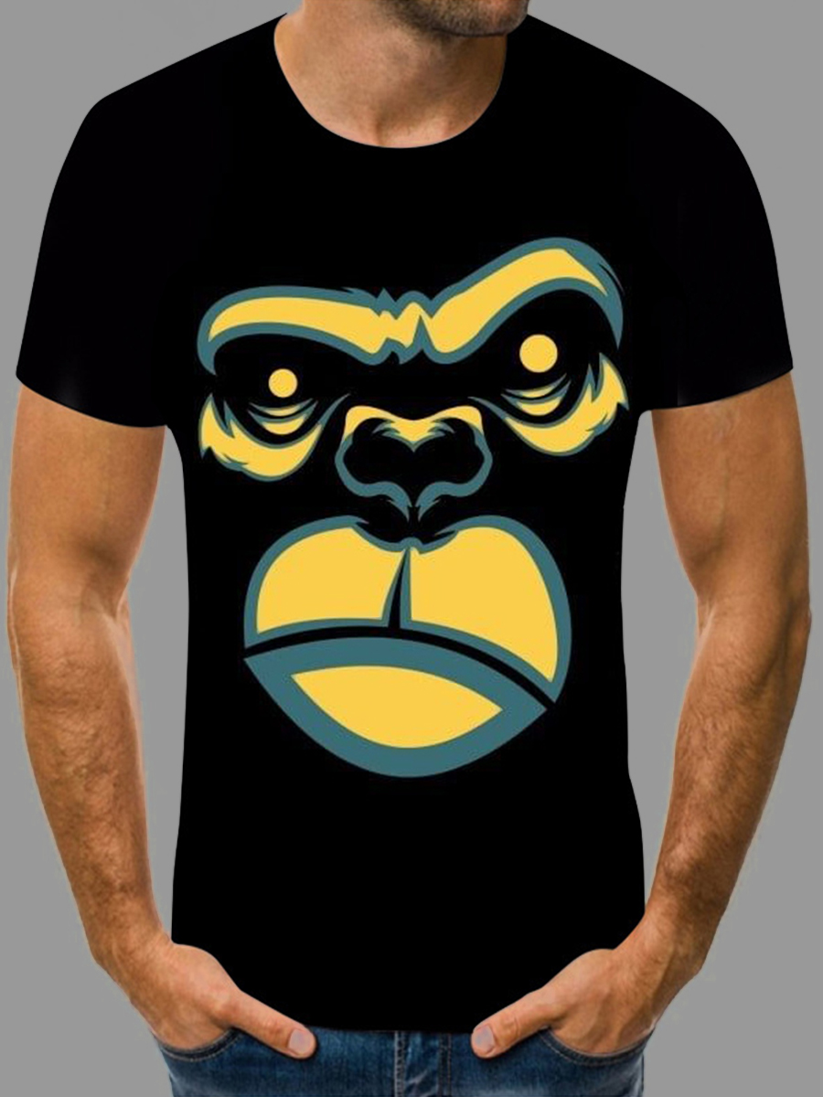 

Lovely Casual O Neck Graffiti Print Black Men T-shirt