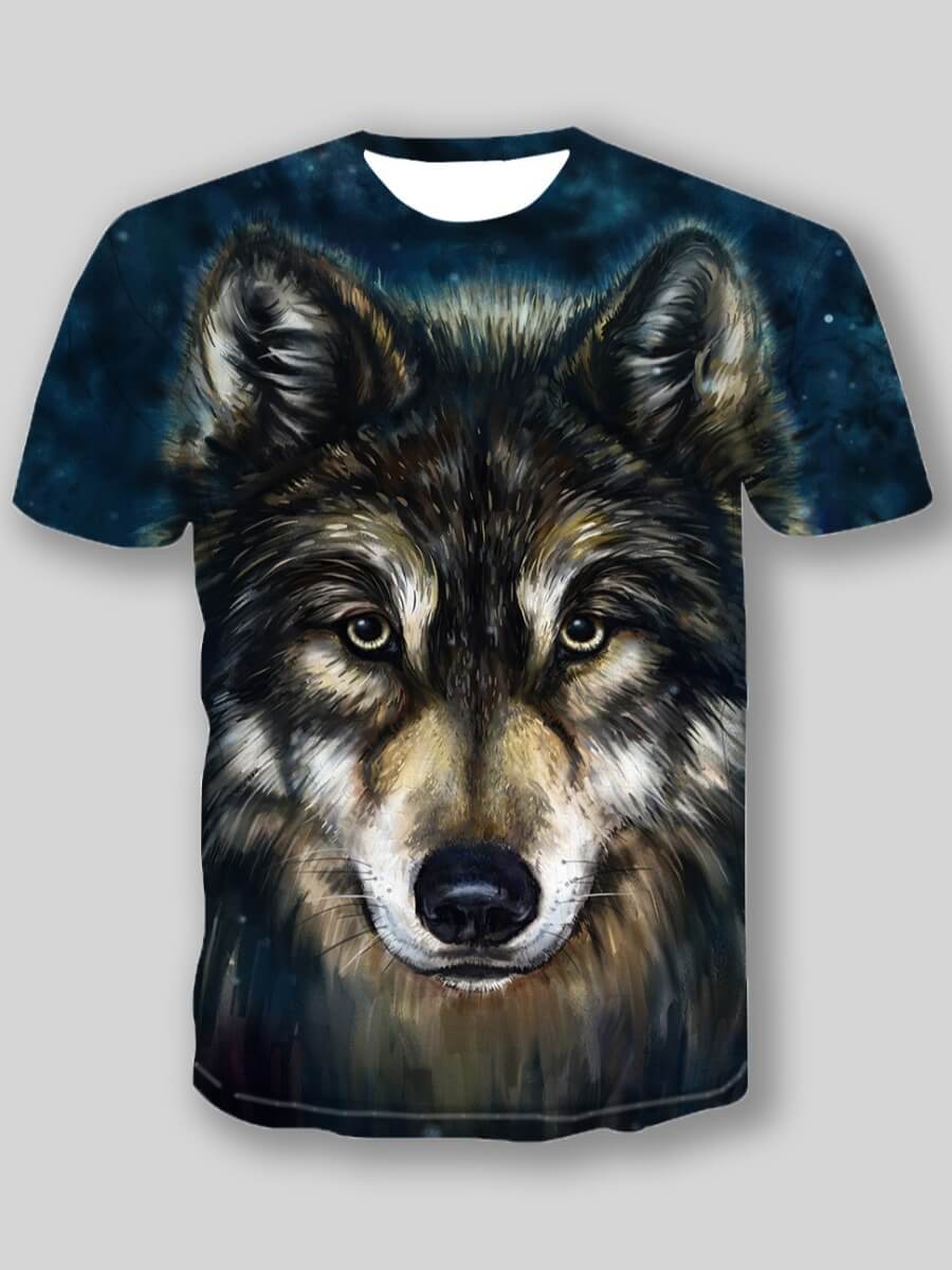 

Lovely Casual O Neck Animal Print Blue Boy T-shirt