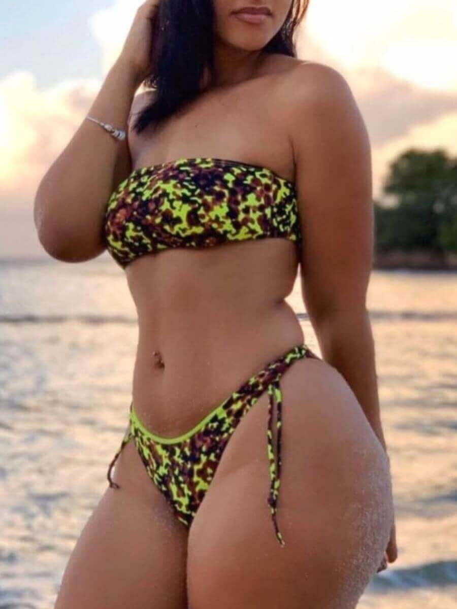 

LW Casual Off The Shoulder Camo Print Multicolor Two-piece Swimsuit, Multi