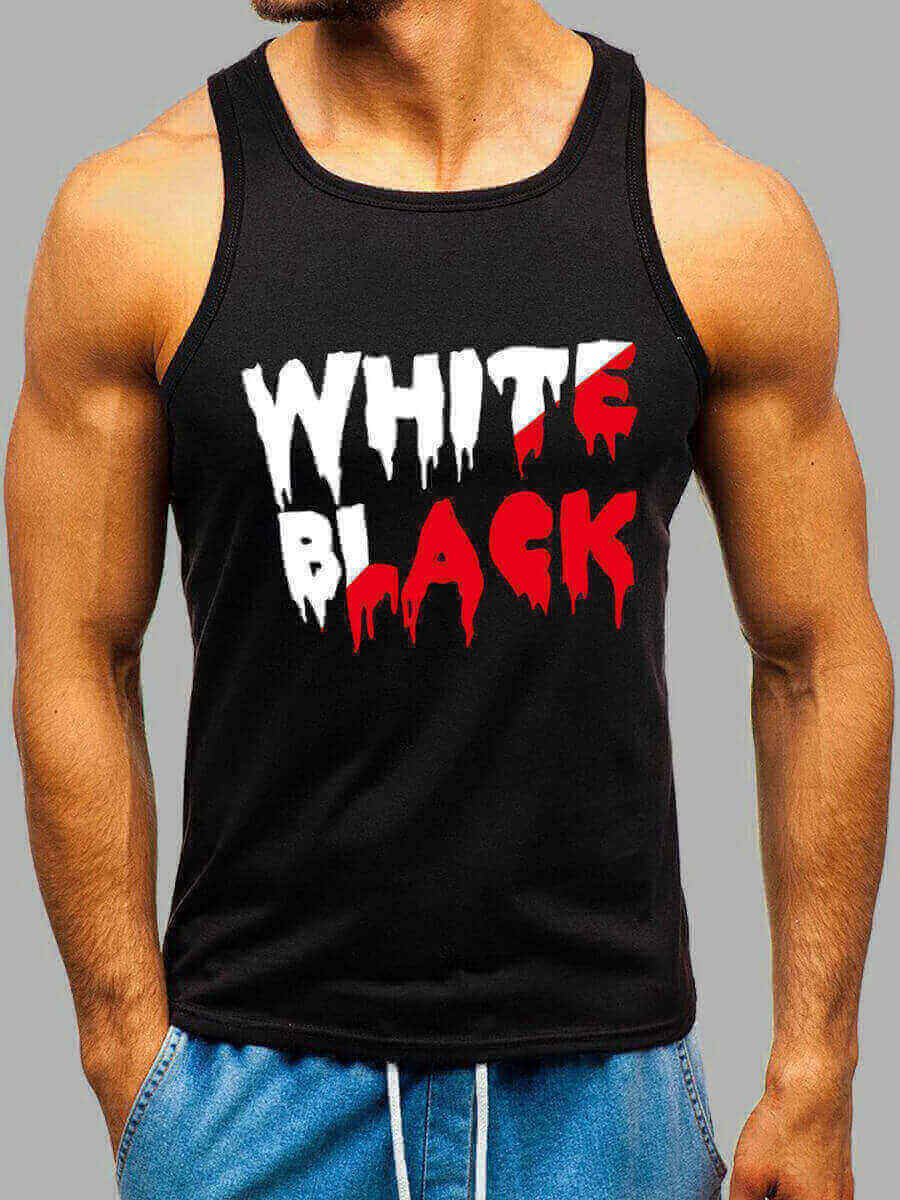 

Lovely Men Casual Letter Print Black Vest