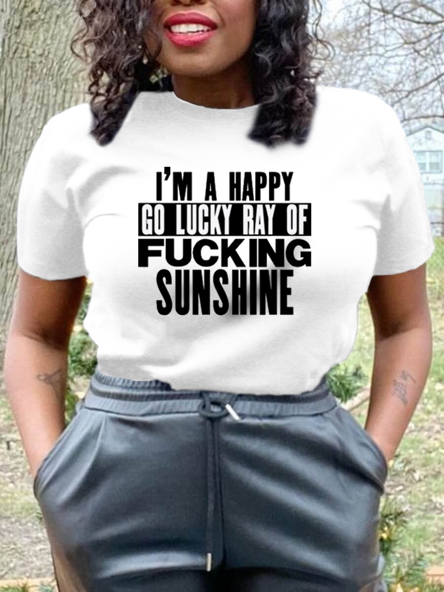 

Lovely Casual O Neck Letter Print White T-shirt
