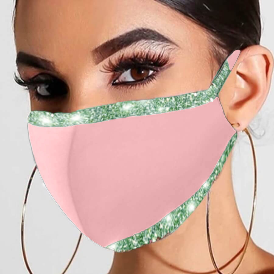

Lovely Casual Sequined Decoration Patchwork Green Face Mask