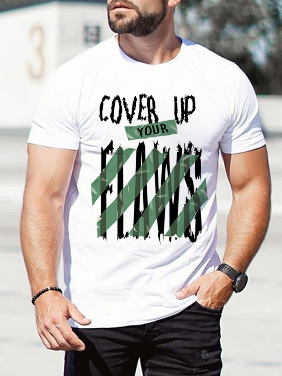 

Lovely Casual O Neck Letter Print White Men T-shirt