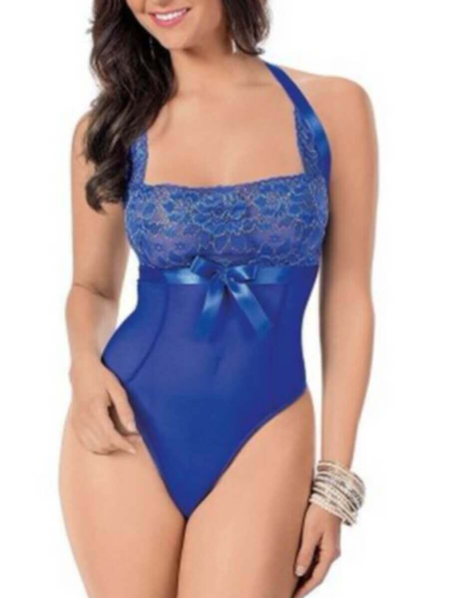 

Lovely Sexy See-through Bow-tie Decoration Blue Teddies