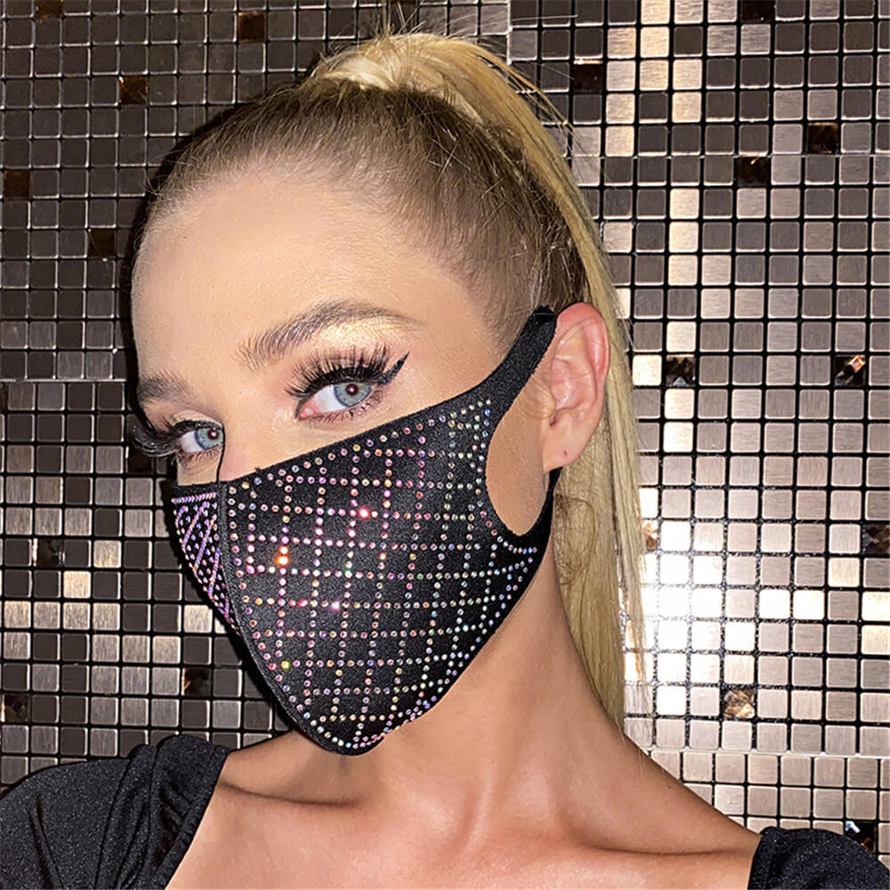 

Lovely Chic Geometric Print Sequined Black Face Mask