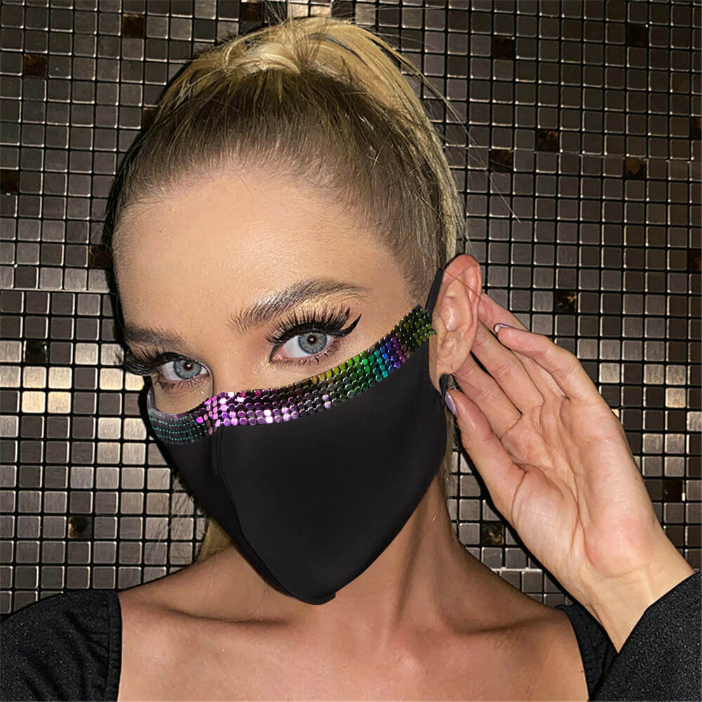 

Lovely Chic Sequined Patchwork Multicolor Face Mask
